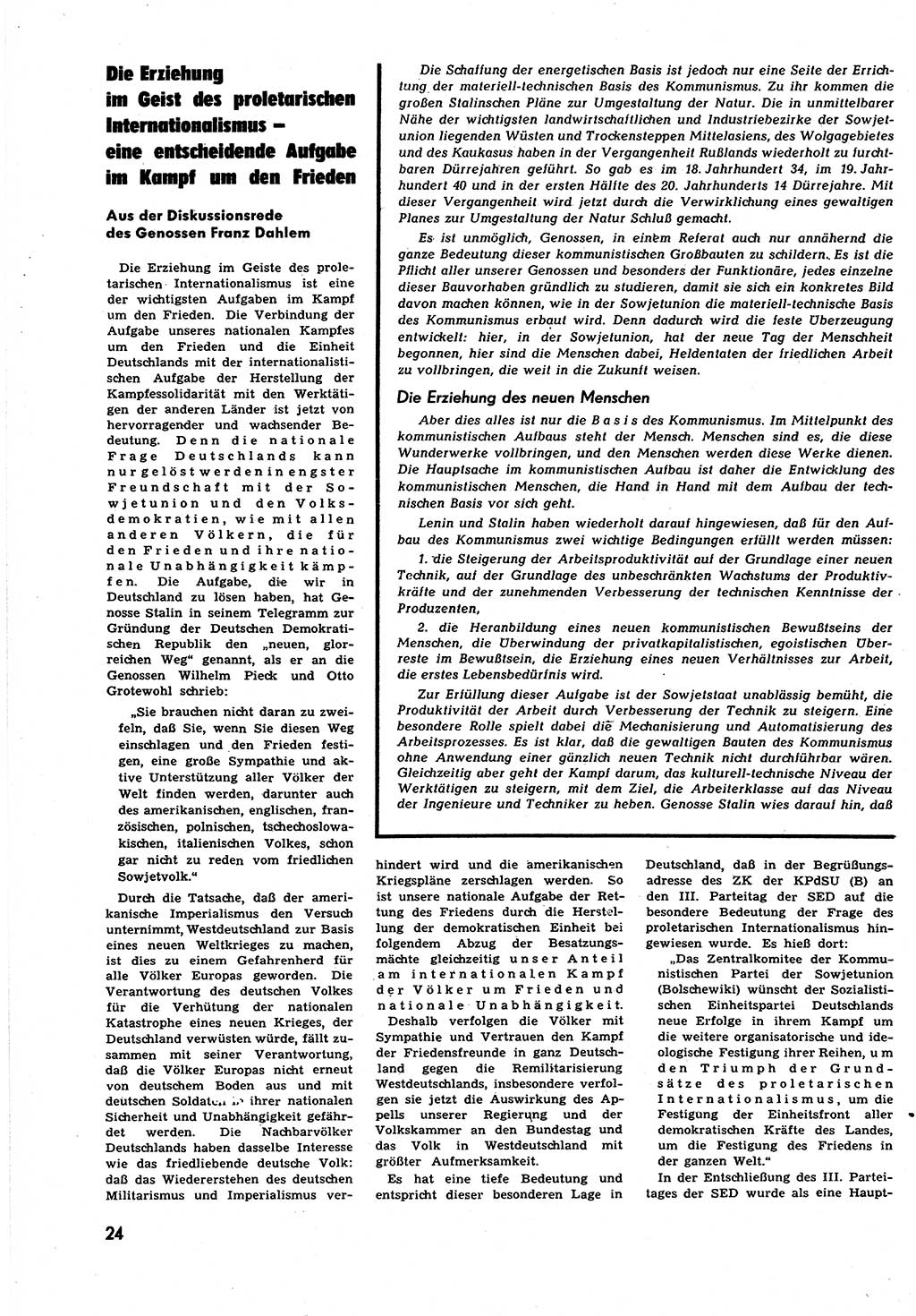 Neuer Weg (NW), Halbmonatsschrift für aktuelle Fragen der Arbeiterbewegung [Zentralkomitee (ZK) Sozialistische Einheitspartei Deutschlands (SED)], 6. Jahrgang [Deutsche Demokratische Republik (DDR)] 1951, Heft 21/24 (NW ZK SED DDR 1951, H. 21/24)