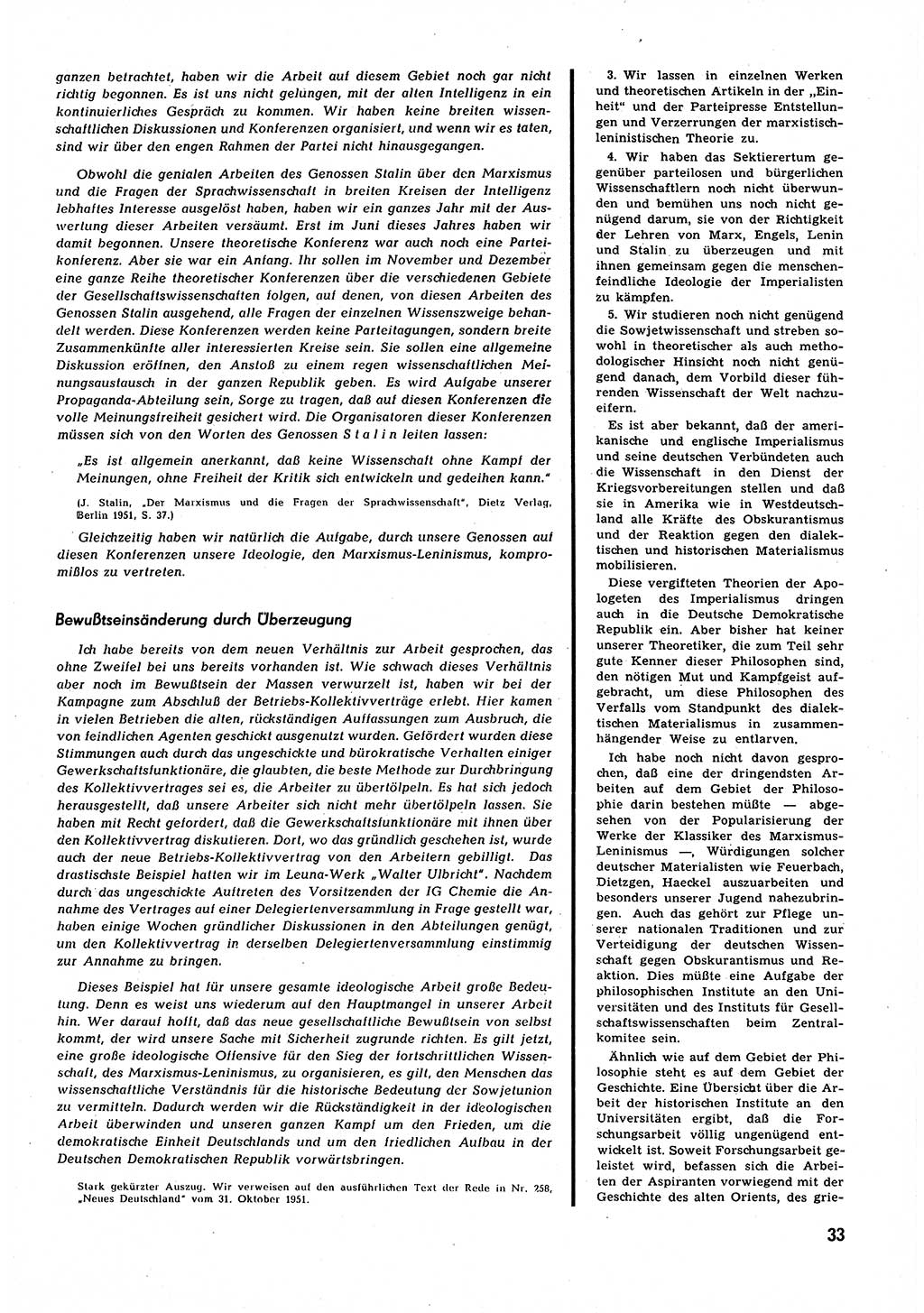 Neuer Weg (NW), Halbmonatsschrift für aktuelle Fragen der Arbeiterbewegung [Zentralkomitee (ZK) Sozialistische Einheitspartei Deutschlands (SED)], 6. Jahrgang [Deutsche Demokratische Republik (DDR)] 1951, Heft 21/33 (NW ZK SED DDR 1951, H. 21/33)