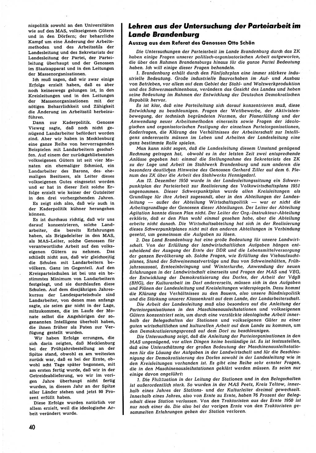 Neuer Weg (NW), Halbmonatsschrift für aktuelle Fragen der Arbeiterbewegung [Zentralkomitee (ZK) Sozialistische Einheitspartei Deutschlands (SED)], 6. Jahrgang [Deutsche Demokratische Republik (DDR)] 1951, Heft 21/40 (NW ZK SED DDR 1951, H. 21/40)