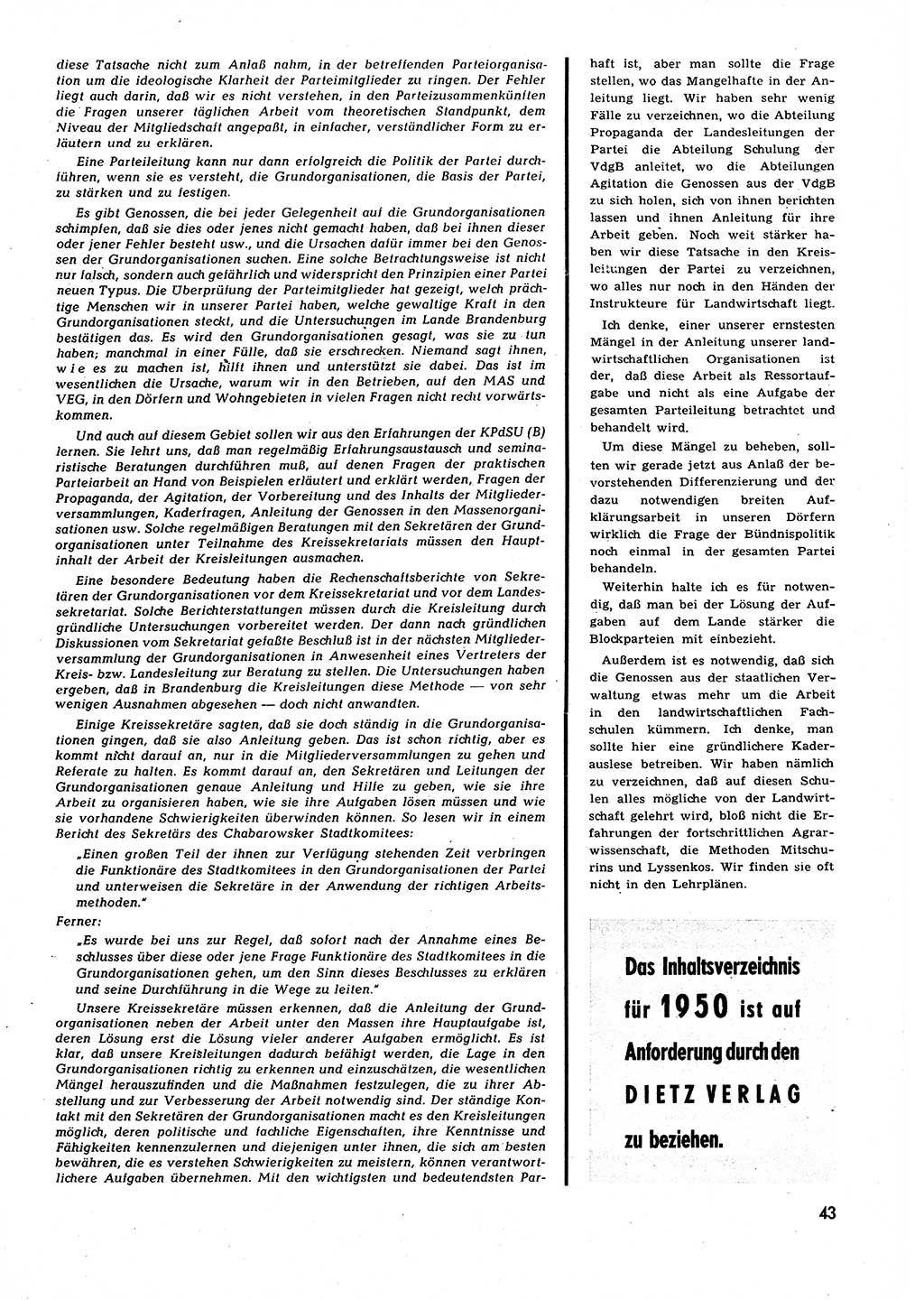 Neuer Weg (NW), Halbmonatsschrift für aktuelle Fragen der Arbeiterbewegung [Zentralkomitee (ZK) Sozialistische Einheitspartei Deutschlands (SED)], 6. Jahrgang [Deutsche Demokratische Republik (DDR)] 1951, Heft 21/43 (NW ZK SED DDR 1951, H. 21/43)