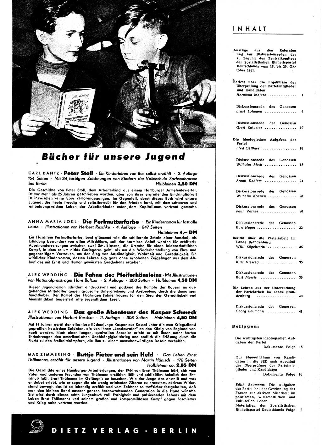 Neuer Weg (NW), Halbmonatsschrift für aktuelle Fragen der Arbeiterbewegung [Zentralkomitee (ZK) Sozialistische Einheitspartei Deutschlands (SED)], 6. Jahrgang [Deutsche Demokratische Republik (DDR)] 1951, Heft 21/45 (NW ZK SED DDR 1951, H. 21/45)