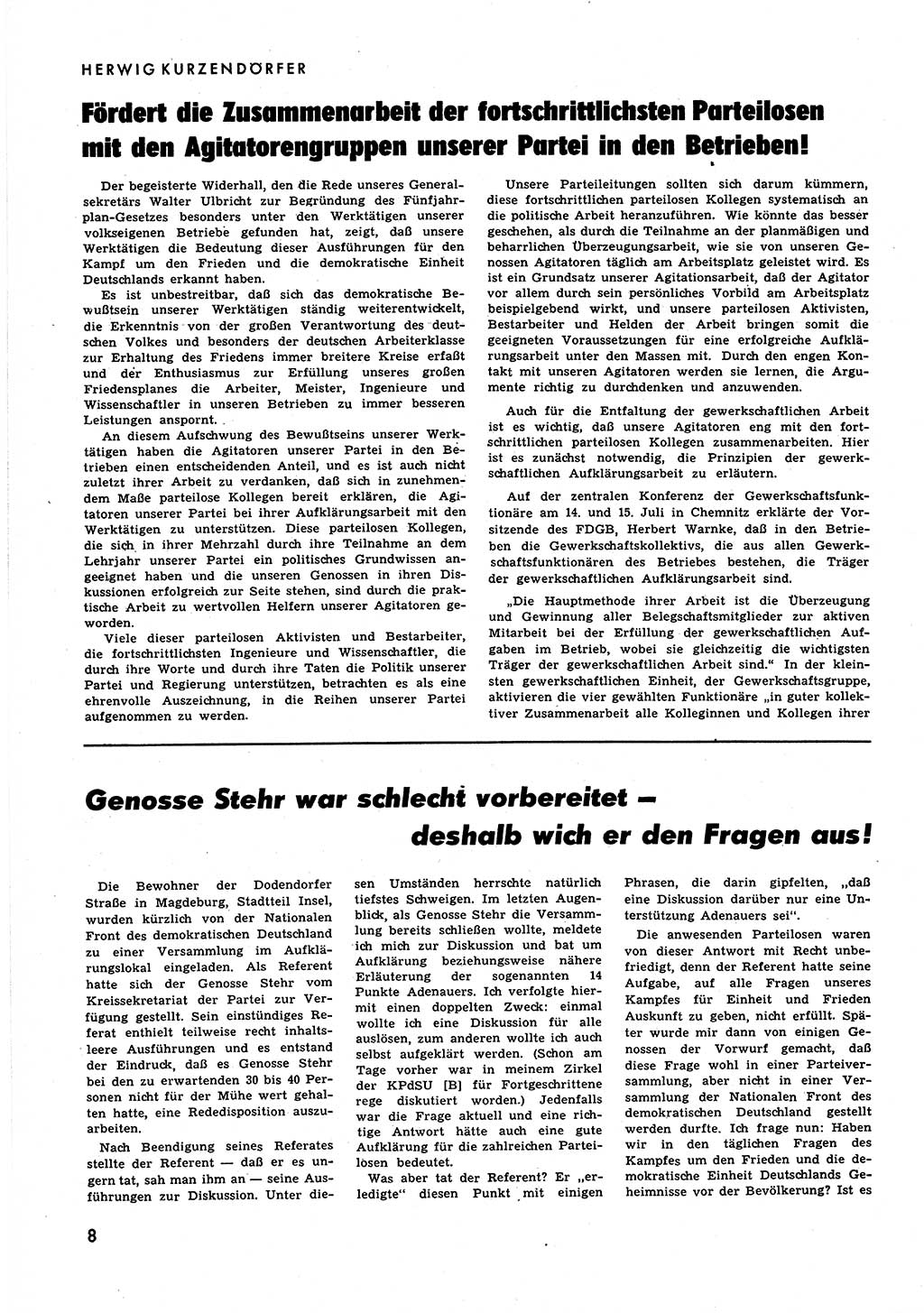 Neuer Weg (NW), Halbmonatsschrift für aktuelle Fragen der Arbeiterbewegung [Zentralkomitee (ZK) Sozialistische Einheitspartei Deutschlands (SED)], 6. Jahrgang [Deutsche Demokratische Republik (DDR)] 1951, Heft 22/8 (NW ZK SED DDR 1951, H. 22/8)