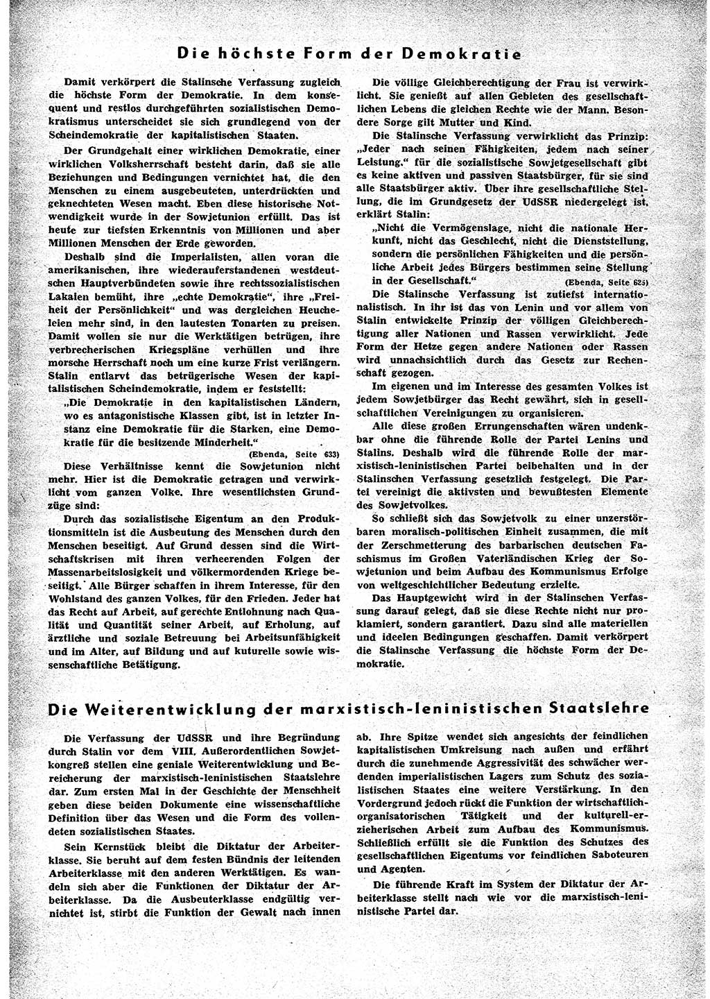 Neuer Weg (NW), Halbmonatsschrift für aktuelle Fragen der Arbeiterbewegung [Zentralkomitee (ZK) Sozialistische Einheitspartei Deutschlands (SED)], 6. Jahrgang [Deutsche Demokratische Republik (DDR)] 1951, Heft 23/2 (NW ZK SED DDR 1951, H. 23/2)