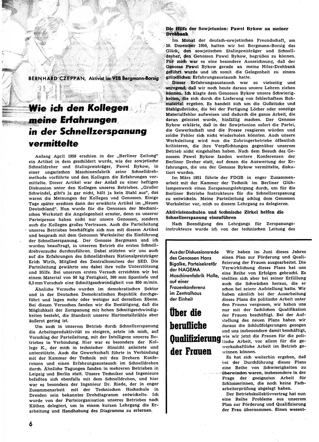 Neuer Weg (NW), Halbmonatsschrift für aktuelle Fragen der Arbeiterbewegung [Zentralkomitee (ZK) Sozialistische Einheitspartei Deutschlands (SED)], 6. Jahrgang [Deutsche Demokratische Republik (DDR)] 1951, Heft 23/6 (NW ZK SED DDR 1951, H. 23/6)