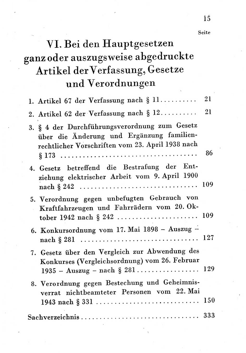 Strafgesetzbuch (StGB) und andere Strafgesetze [Deutsche Demokratische Republik (DDR)] 1951, Seite 15 (StGB Strafges. DDR 1951, S. 15)
