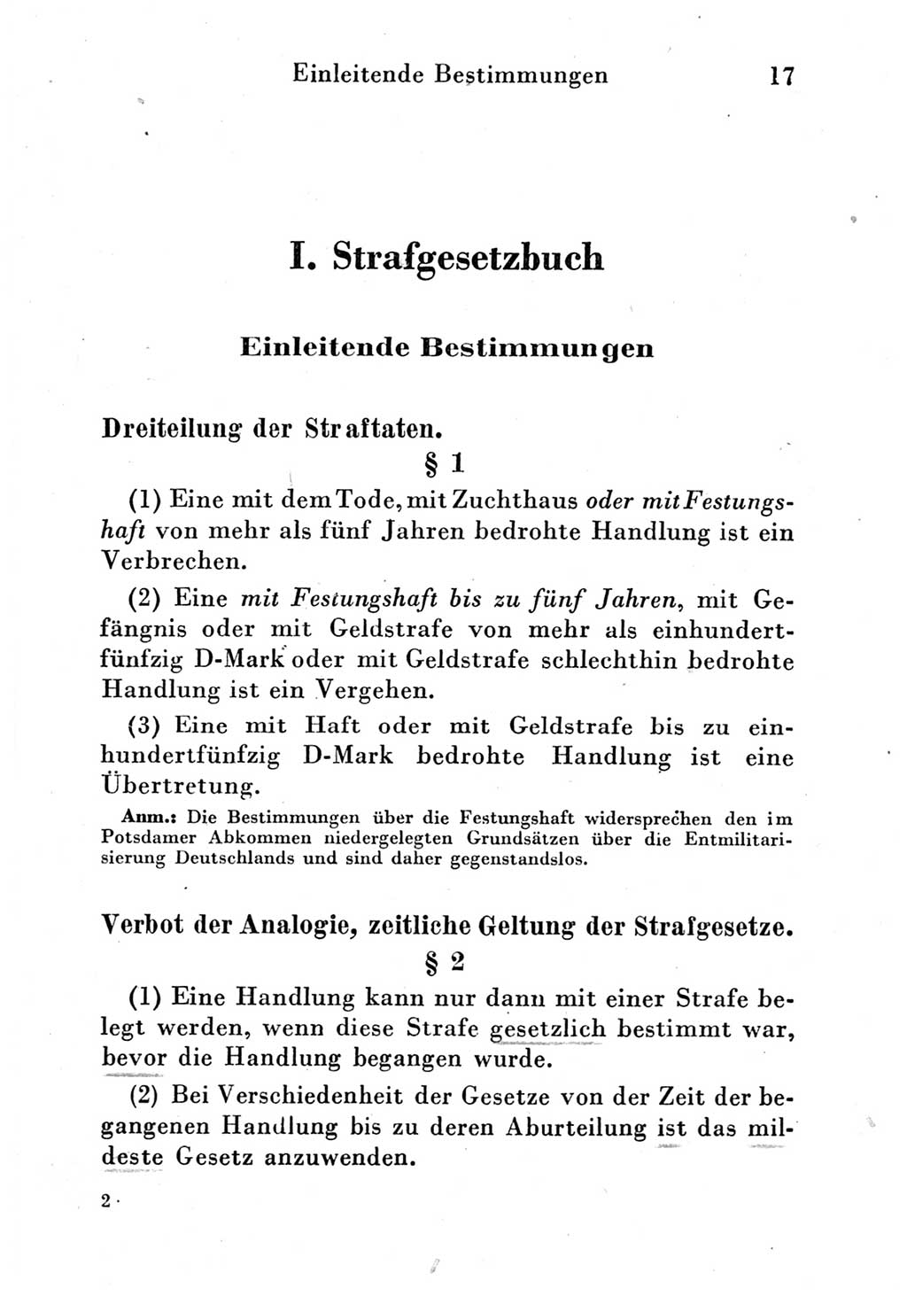 Strafgesetzbuch (StGB) und andere Strafgesetze [Deutsche Demokratische Republik (DDR)] 1951, Seite 17 (StGB Strafges. DDR 1951, S. 17)