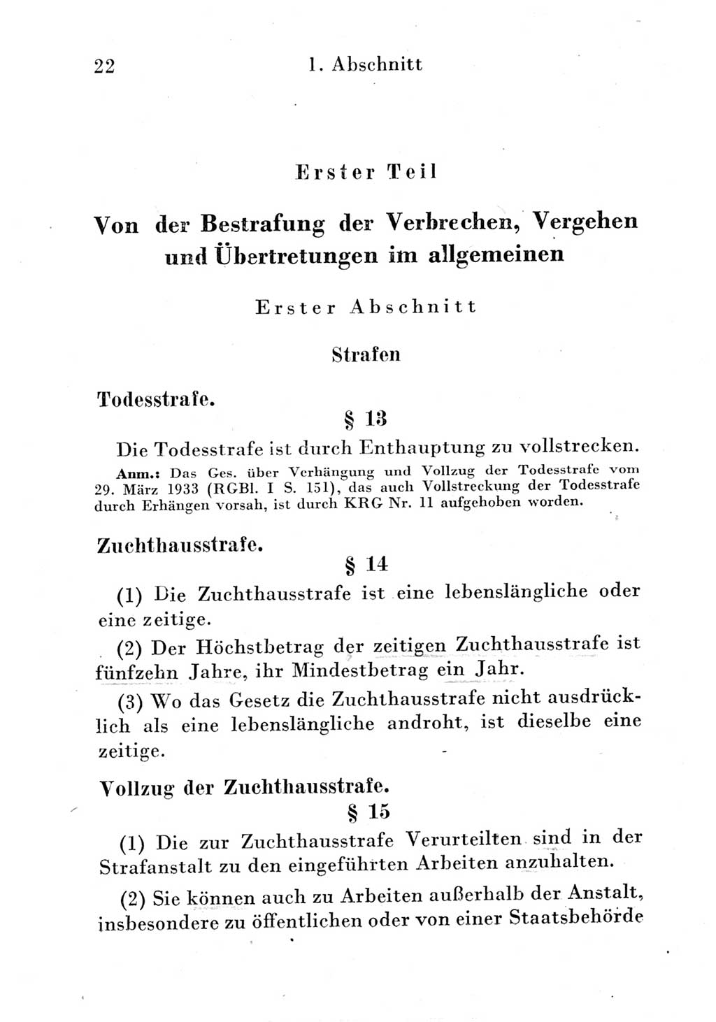 Strafgesetzbuch (StGB) und andere Strafgesetze [Deutsche Demokratische Republik (DDR)] 1951, Seite 22 (StGB Strafges. DDR 1951, S. 22)