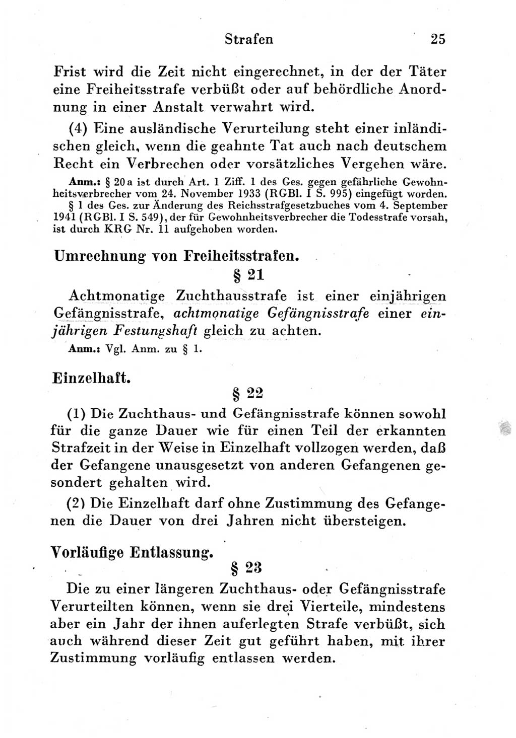 Strafgesetzbuch (StGB) und andere Strafgesetze [Deutsche Demokratische Republik (DDR)] 1951, Seite 25 (StGB Strafges. DDR 1951, S. 25)