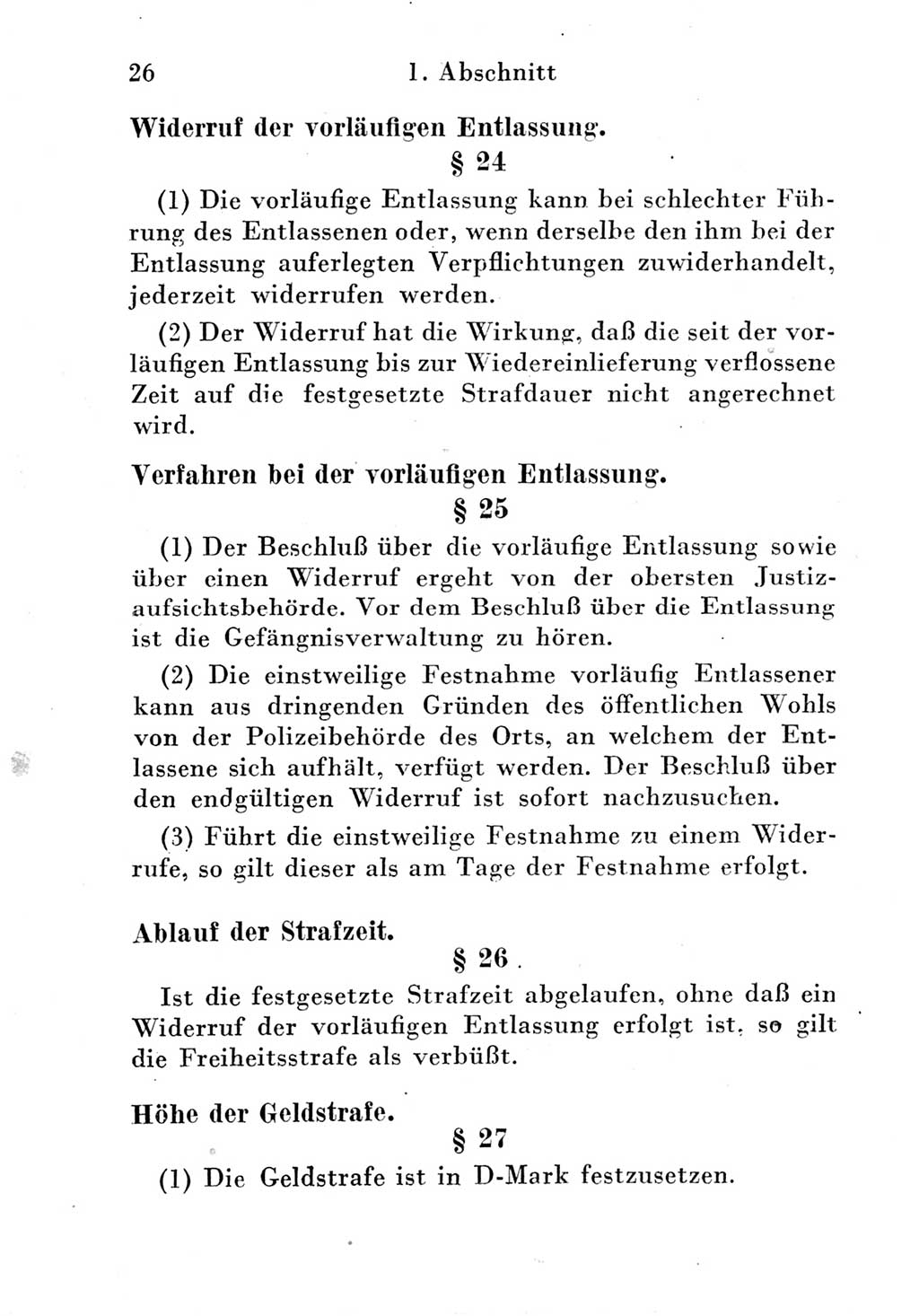 Strafgesetzbuch (StGB) und andere Strafgesetze [Deutsche Demokratische Republik (DDR)] 1951, Seite 26 (StGB Strafges. DDR 1951, S. 26)