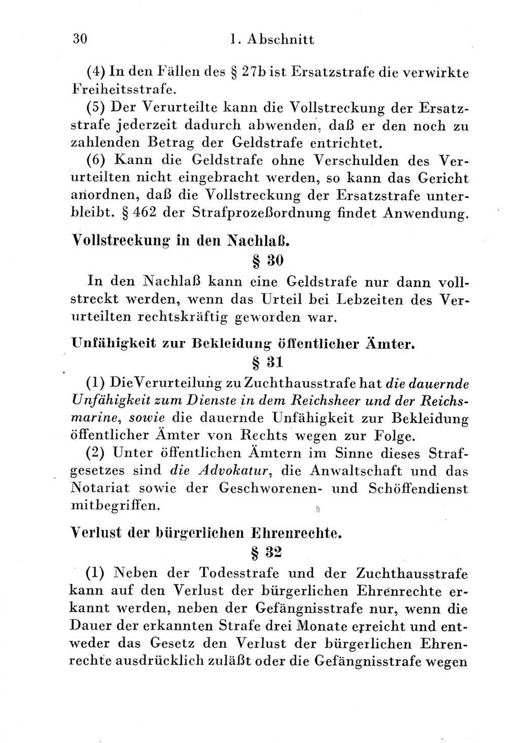 Strafgesetzbuch (StGB) und andere Strafgesetze [Deutsche Demokratische Republik (DDR)] 1951, Seite 30 (StGB Strafges. DDR 1951, S. 30)