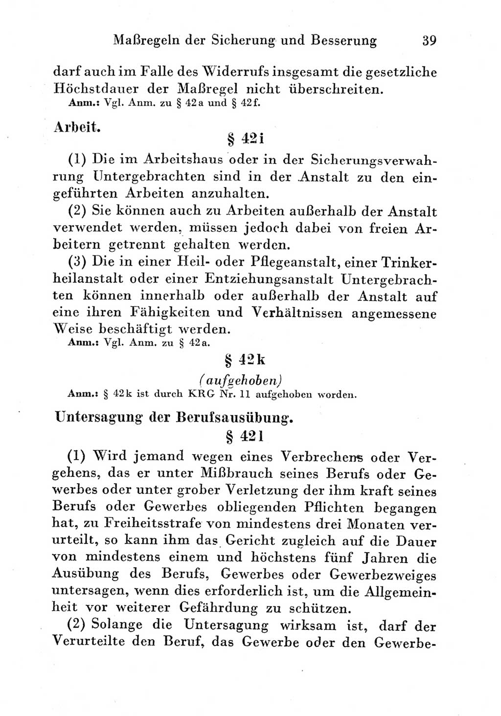 Strafgesetzbuch (StGB) und andere Strafgesetze [Deutsche Demokratische Republik (DDR)] 1951, Seite 39 (StGB Strafges. DDR 1951, S. 39)