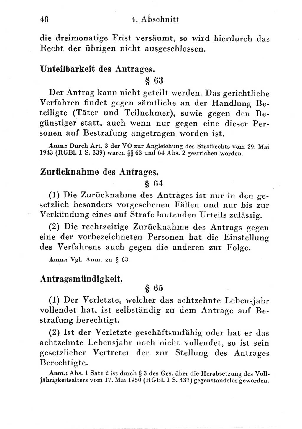 Strafgesetzbuch (StGB) und andere Strafgesetze [Deutsche Demokratische Republik (DDR)] 1951, Seite 48 (StGB Strafges. DDR 1951, S. 48)