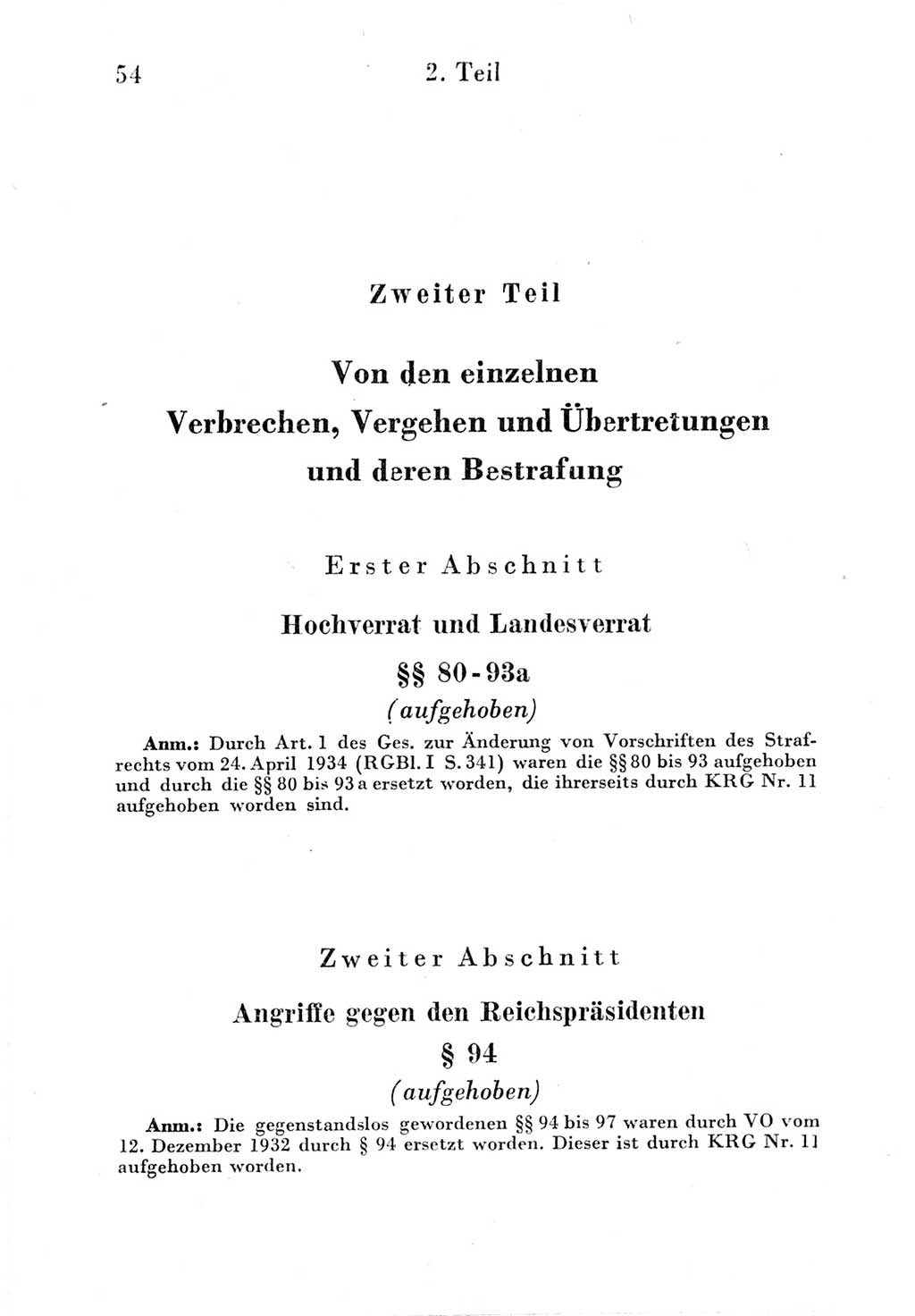 Strafgesetzbuch (StGB) und andere Strafgesetze [Deutsche Demokratische Republik (DDR)] 1951, Seite 54 (StGB Strafges. DDR 1951, S. 54)