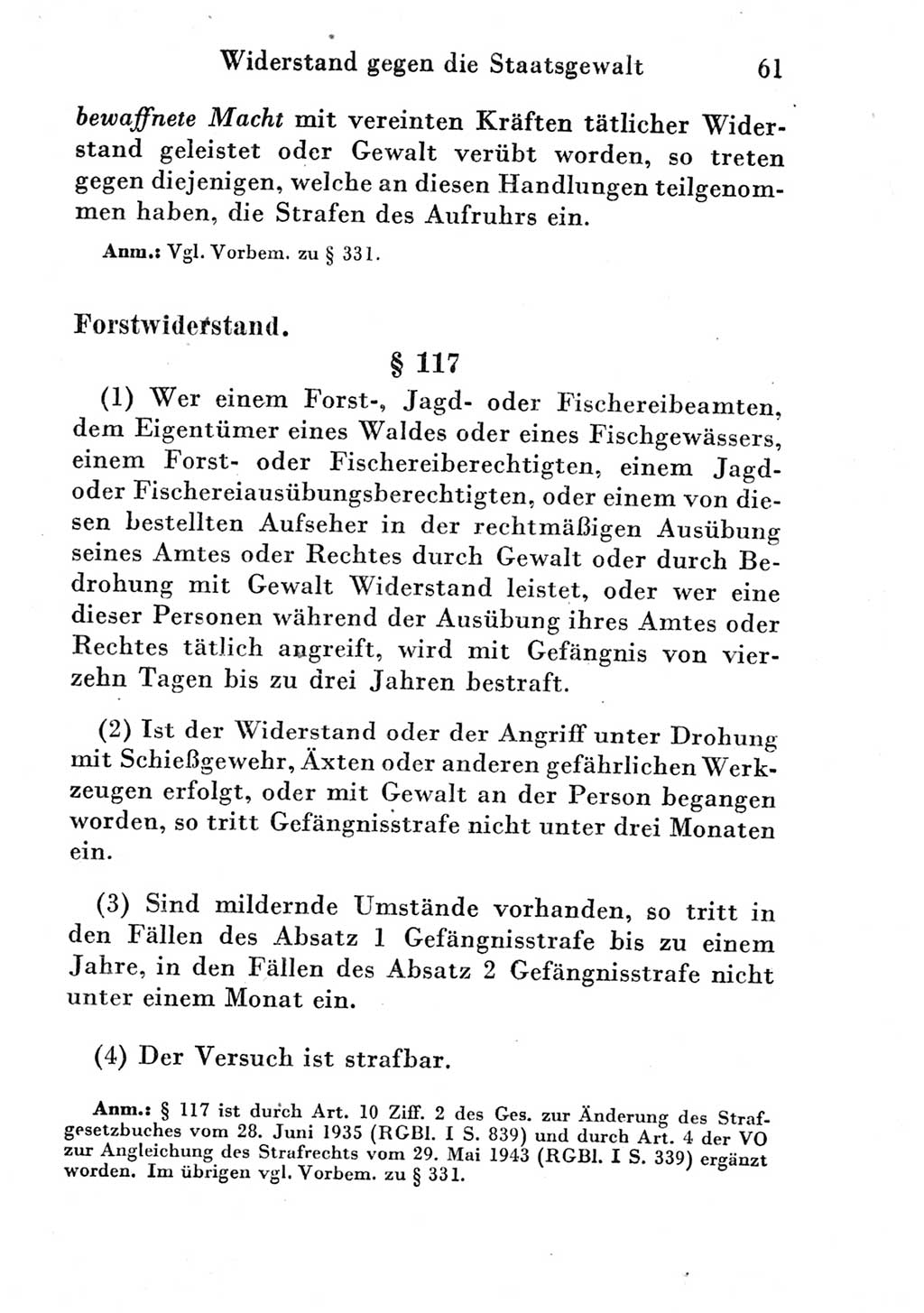 Strafgesetzbuch (StGB) und andere Strafgesetze [Deutsche Demokratische Republik (DDR)] 1951, Seite 61 (StGB Strafges. DDR 1951, S. 61)