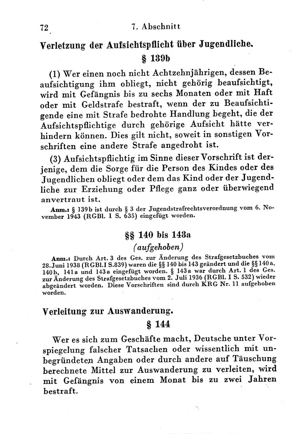 Strafgesetzbuch (StGB) und andere Strafgesetze [Deutsche Demokratische Republik (DDR)] 1951, Seite 72 (StGB Strafges. DDR 1951, S. 72)