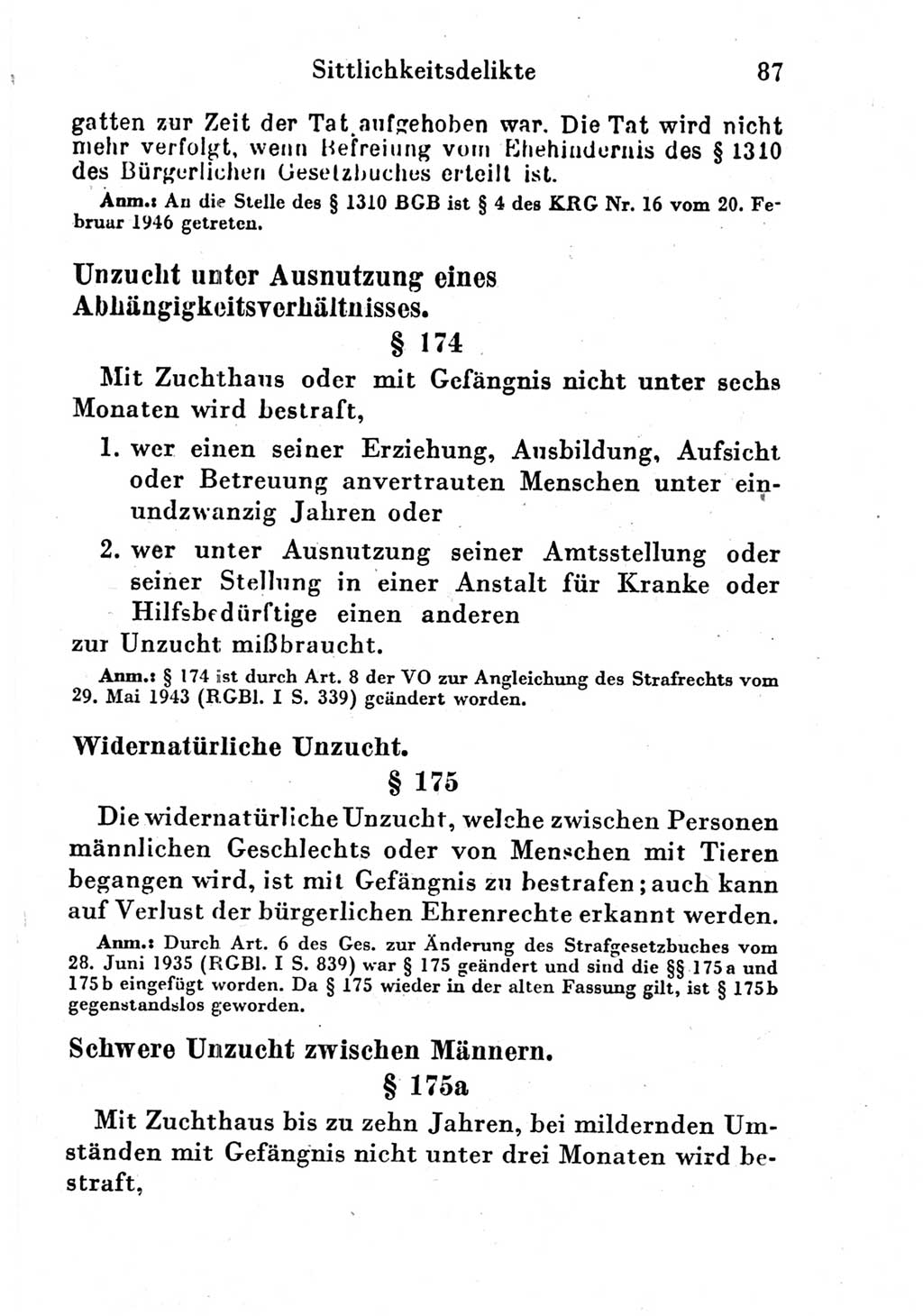Strafgesetzbuch (StGB) und andere Strafgesetze [Deutsche Demokratische Republik (DDR)] 1951, Seite 87 (StGB Strafges. DDR 1951, S. 87)