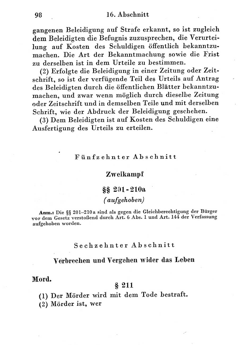 Strafgesetzbuch (StGB) und andere Strafgesetze [Deutsche Demokratische Republik (DDR)] 1951, Seite 98 (StGB Strafges. DDR 1951, S. 98)