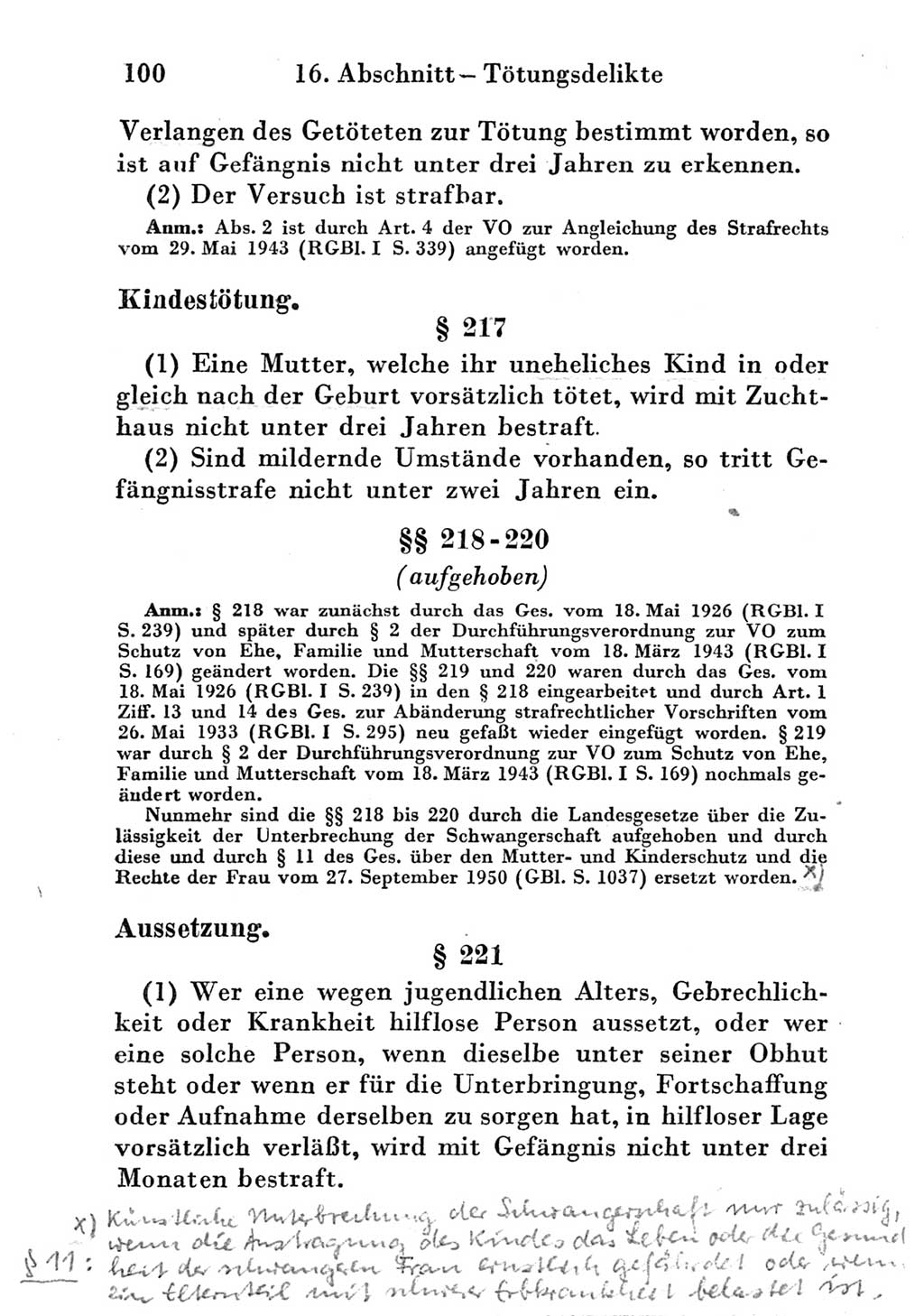 Strafgesetzbuch (StGB) und andere Strafgesetze [Deutsche Demokratische Republik (DDR)] 1951, Seite 100 (StGB Strafges. DDR 1951, S. 100)