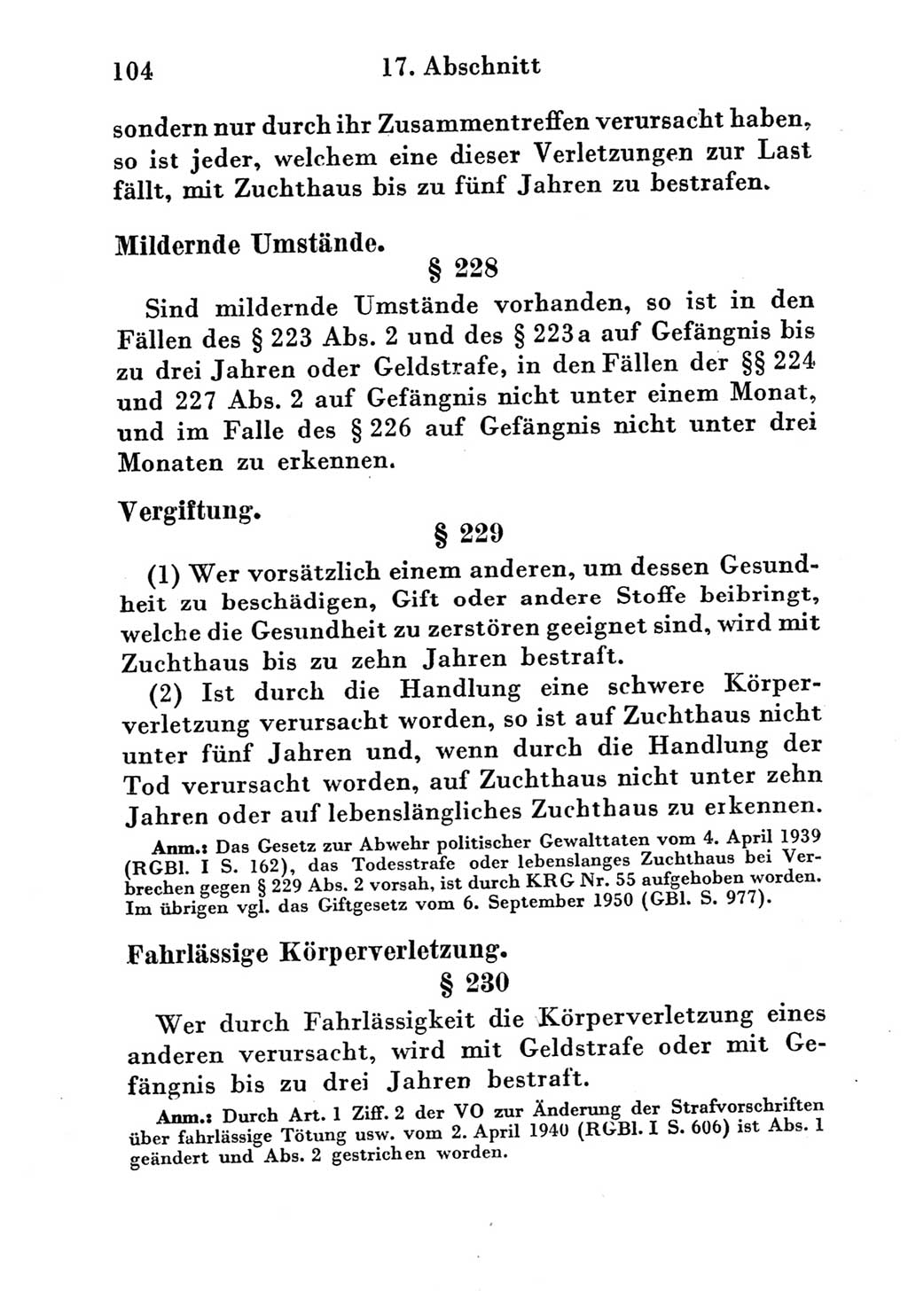 Strafgesetzbuch (StGB) und andere Strafgesetze [Deutsche Demokratische Republik (DDR)] 1951, Seite 104 (StGB Strafges. DDR 1951, S. 104)