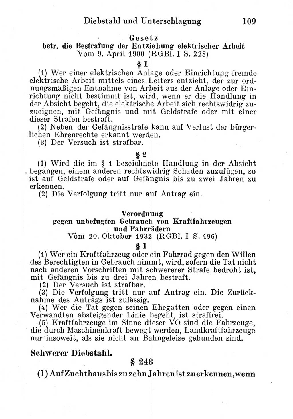 Strafgesetzbuch (StGB) und andere Strafgesetze [Deutsche Demokratische Republik (DDR)] 1951, Seite 109 (StGB Strafges. DDR 1951, S. 109)