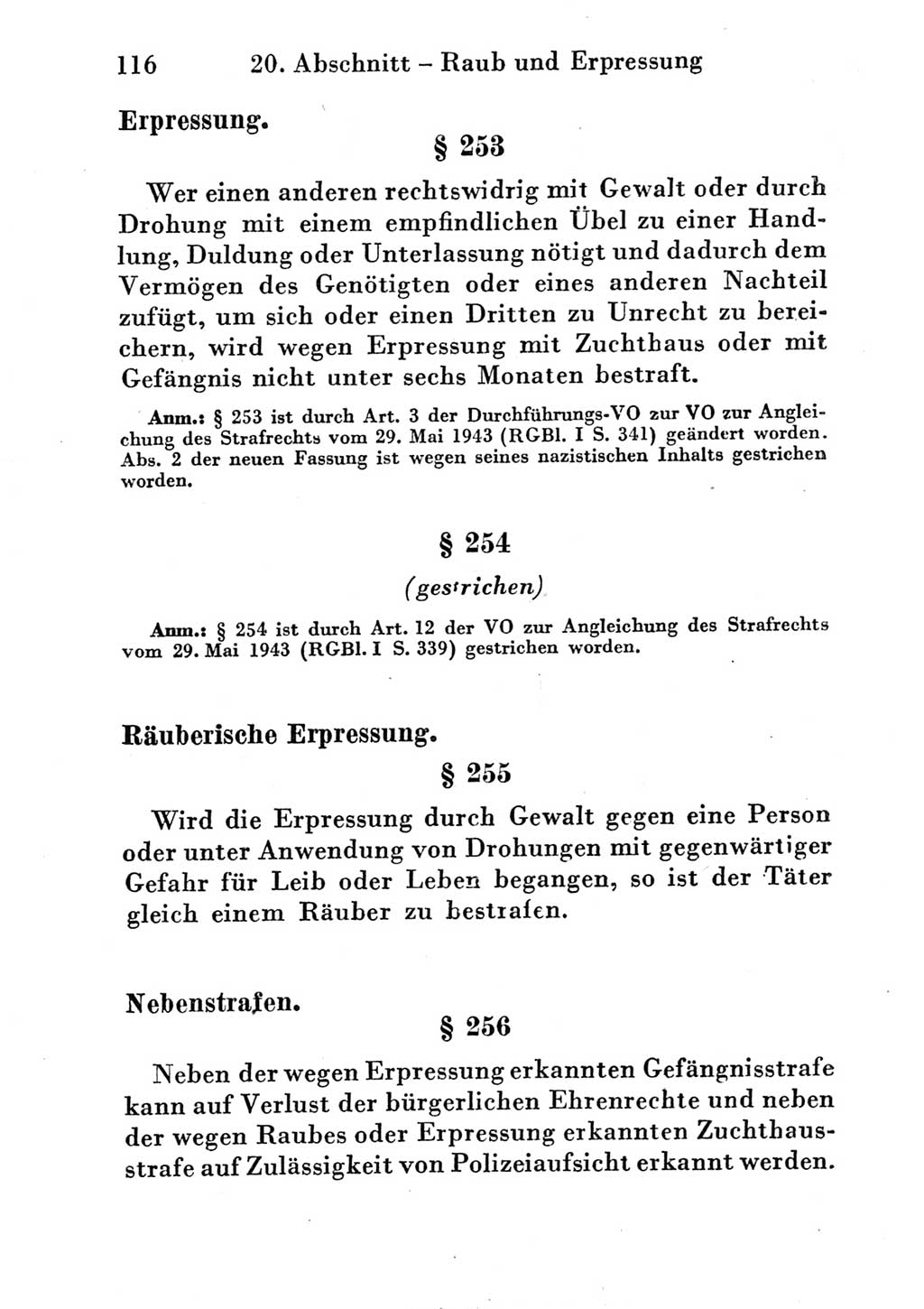 Strafgesetzbuch (StGB) und andere Strafgesetze [Deutsche Demokratische Republik (DDR)] 1951, Seite 116 (StGB Strafges. DDR 1951, S. 116)