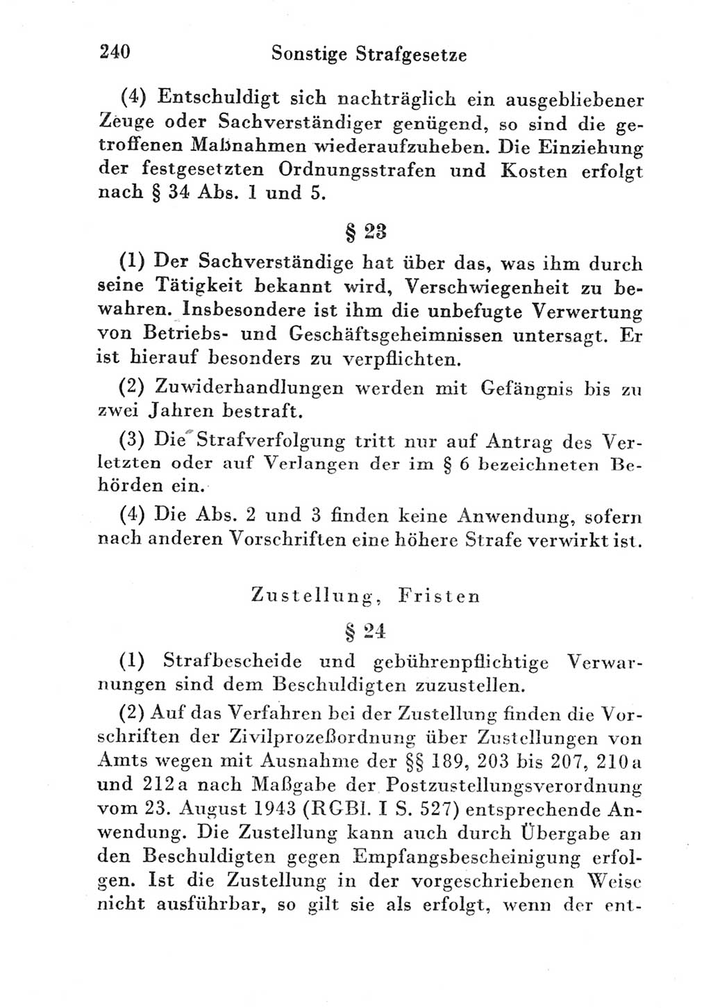 Strafgesetzbuch (StGB) und andere Strafgesetze [Deutsche Demokratische Republik (DDR)] 1951, Seite 240 (StGB Strafges. DDR 1951, S. 240)