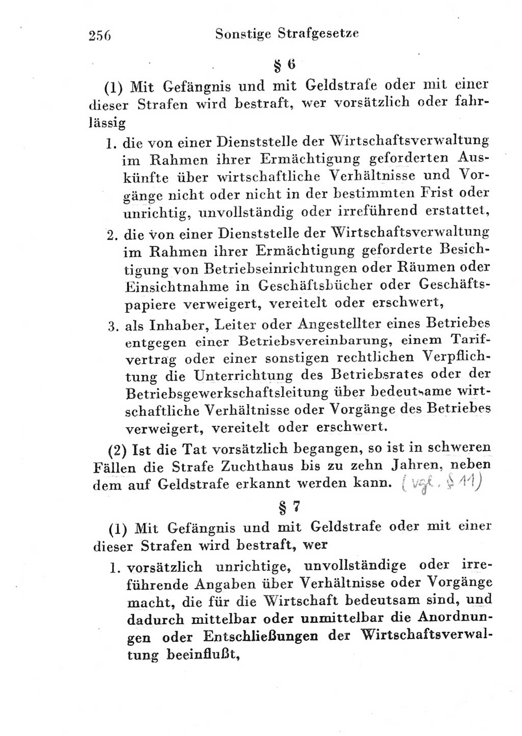 Strafgesetzbuch (StGB) und andere Strafgesetze [Deutsche Demokratische Republik (DDR)] 1951, Seite 256 (StGB Strafges. DDR 1951, S. 256)