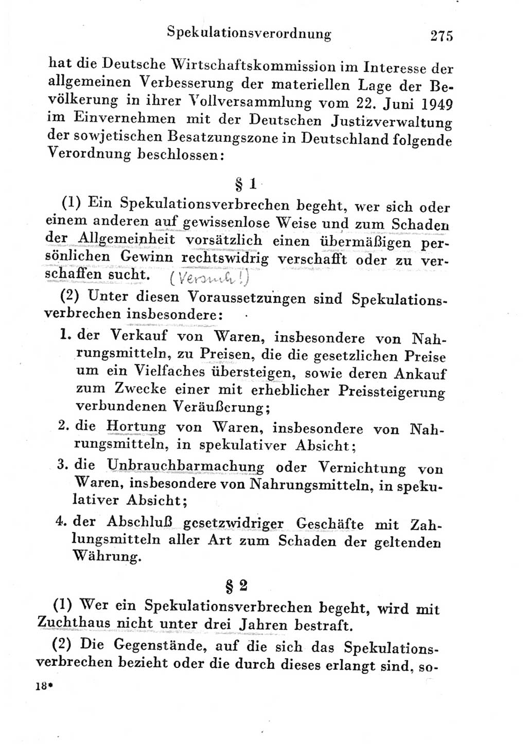 Strafgesetzbuch (StGB) und andere Strafgesetze [Deutsche Demokratische Republik (DDR)] 1951, Seite 275 (StGB Strafges. DDR 1951, S. 275)