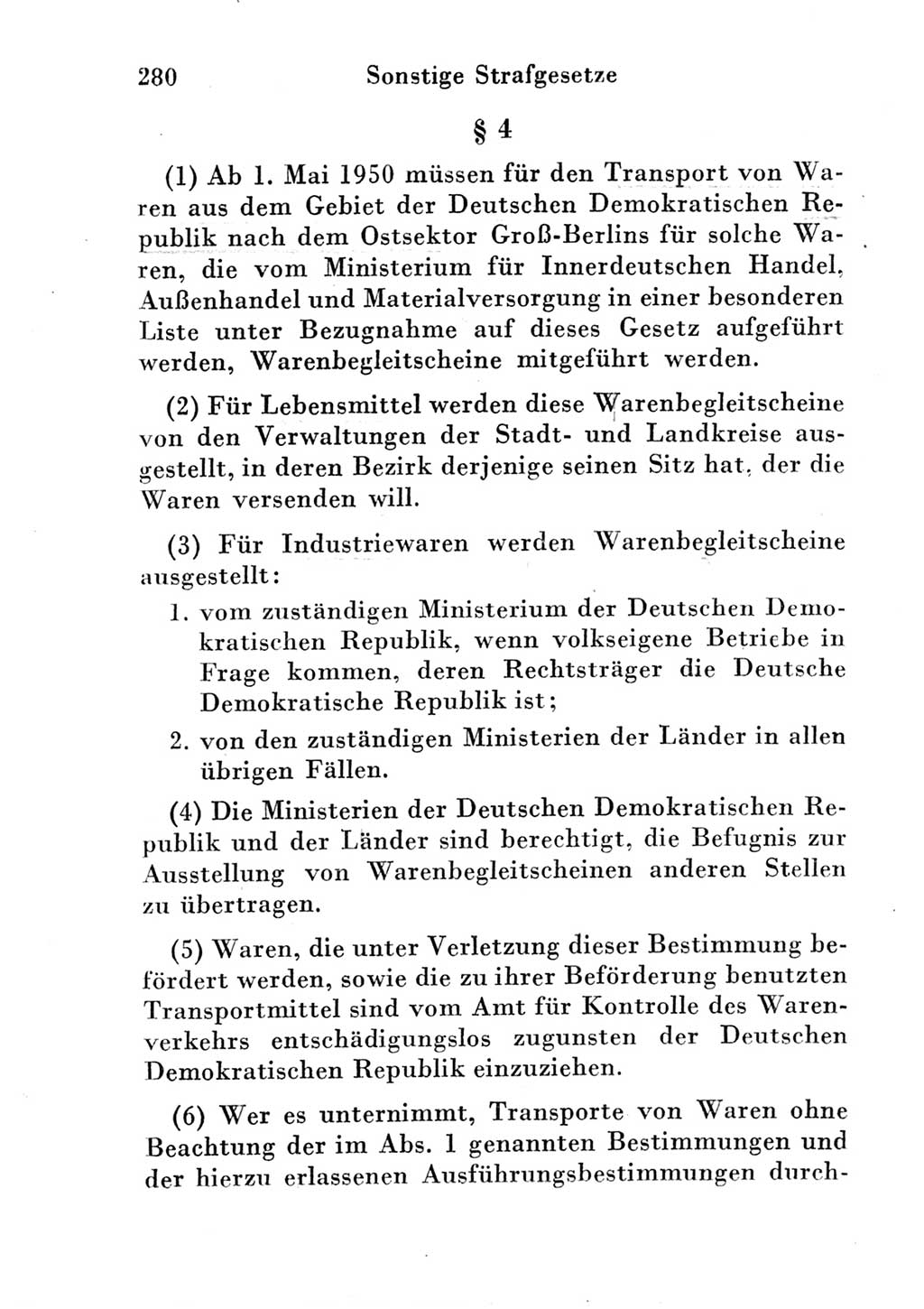 Strafgesetzbuch (StGB) und andere Strafgesetze [Deutsche Demokratische Republik (DDR)] 1951, Seite 280 (StGB Strafges. DDR 1951, S. 280)