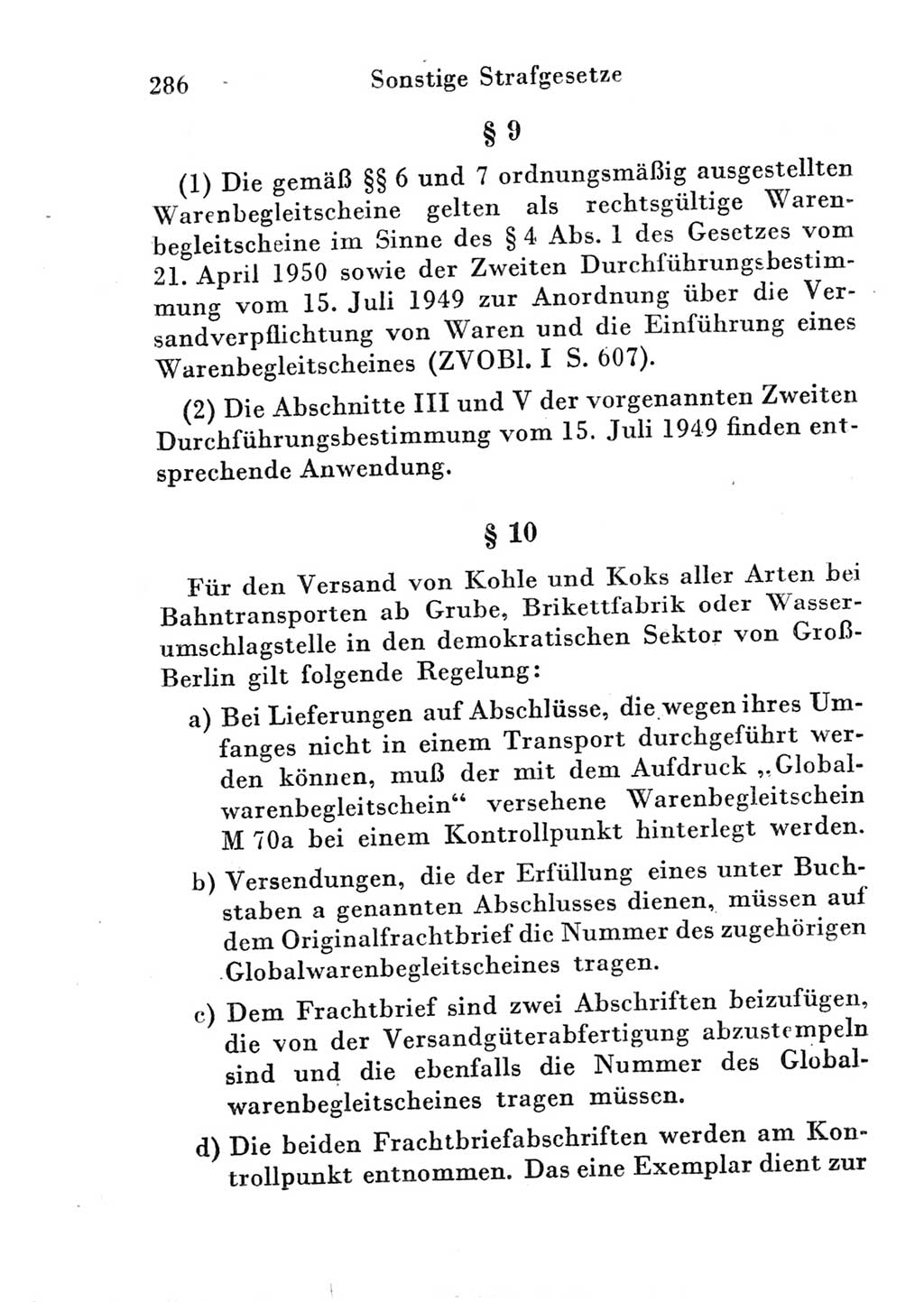 Strafgesetzbuch (StGB) und andere Strafgesetze [Deutsche Demokratische Republik (DDR)] 1951, Seite 286 (StGB Strafges. DDR 1951, S. 286)