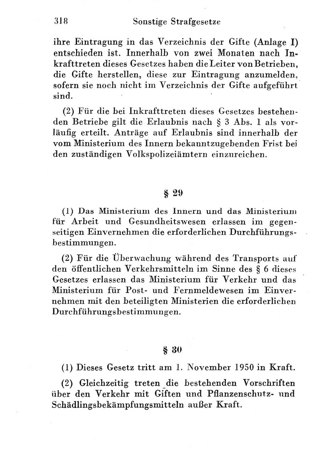 Strafgesetzbuch (StGB) und andere Strafgesetze [Deutsche Demokratische Republik (DDR)] 1951, Seite 318 (StGB Strafges. DDR 1951, S. 318)