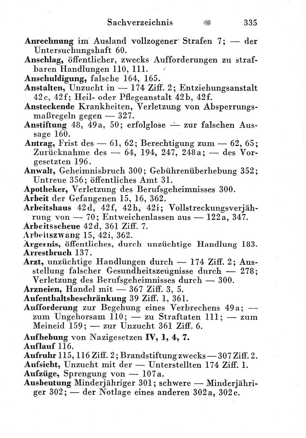 Strafgesetzbuch (StGB) und andere Strafgesetze [Deutsche Demokratische Republik (DDR)] 1951, Seite 335 (StGB Strafges. DDR 1951, S. 335)