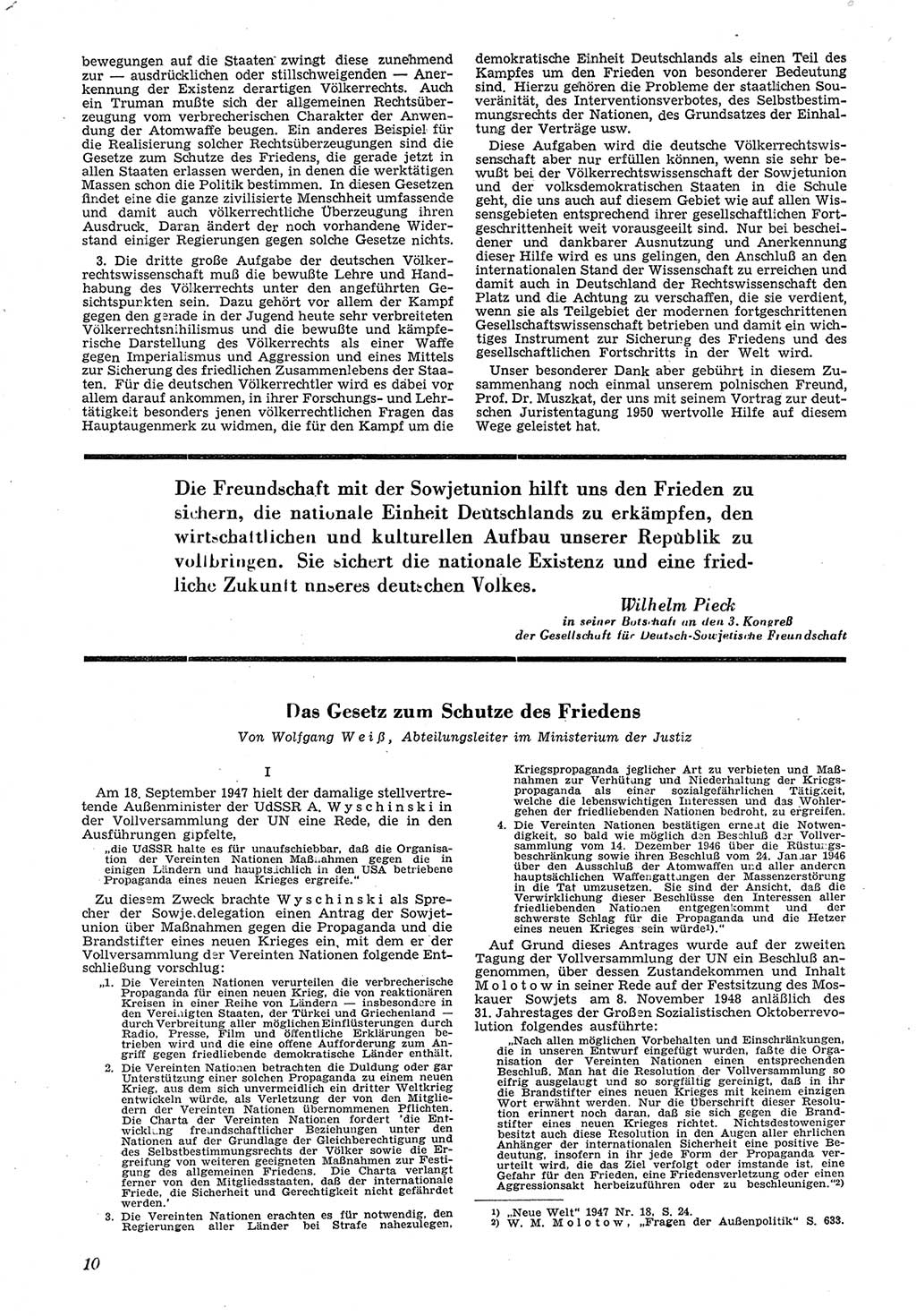 Neue Justiz (NJ), Zeitschrift für Recht und Rechtswissenschaft [Deutsche Demokratische Republik (DDR)], 5. Jahrgang 1951, Seite 10 (NJ DDR 1951, S. 10)