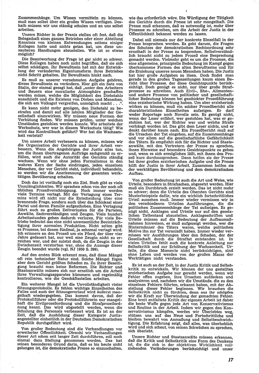 Neue Justiz (NJ), Zeitschrift für Recht und Rechtswissenschaft [Deutsche Demokratische Republik (DDR)], 5. Jahrgang 1951, Seite 17 (NJ DDR 1951, S. 17)