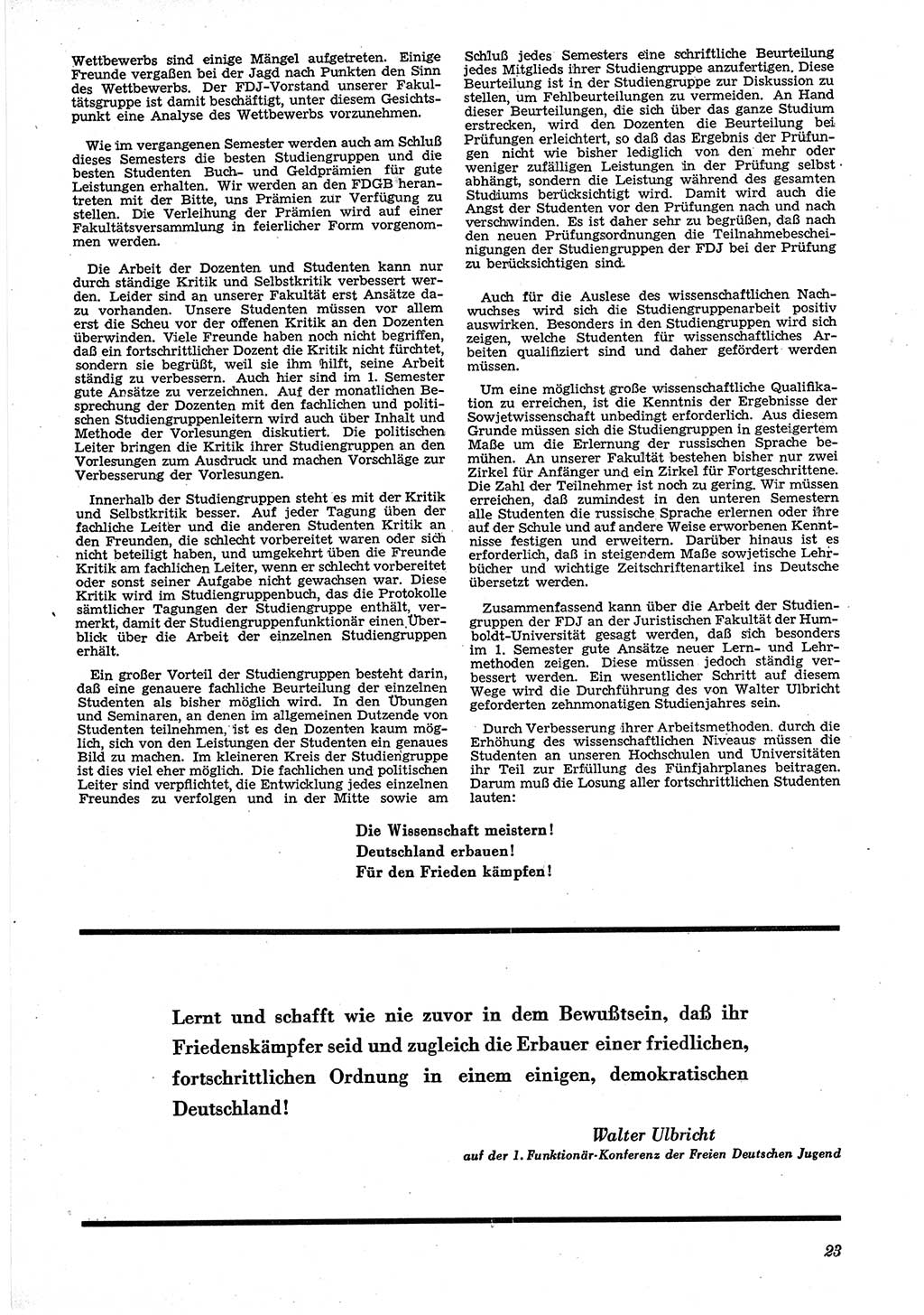 Neue Justiz (NJ), Zeitschrift für Recht und Rechtswissenschaft [Deutsche Demokratische Republik (DDR)], 5. Jahrgang 1951, Seite 23 (NJ DDR 1951, S. 23)