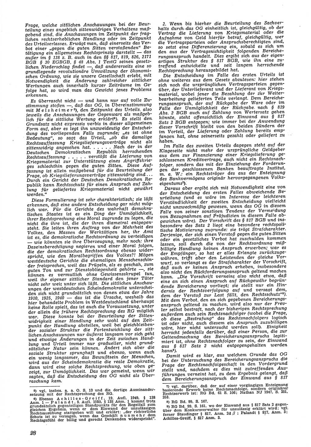 Neue Justiz (NJ), Zeitschrift für Recht und Rechtswissenschaft [Deutsche Demokratische Republik (DDR)], 5. Jahrgang 1951, Seite 28 (NJ DDR 1951, S. 28)