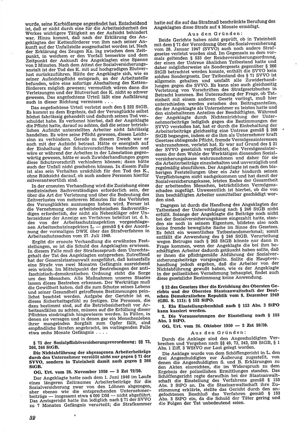 Neue Justiz (NJ), Zeitschrift für Recht und Rechtswissenschaft [Deutsche Demokratische Republik (DDR)], 5. Jahrgang 1951, Seite 32 (NJ DDR 1951, S. 32)