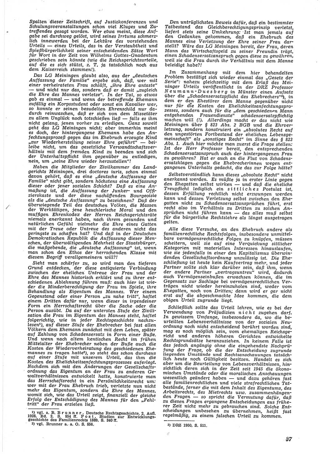 Neue Justiz (NJ), Zeitschrift für Recht und Rechtswissenschaft [Deutsche Demokratische Republik (DDR)], 5. Jahrgang 1951, Seite 37 (NJ DDR 1951, S. 37)