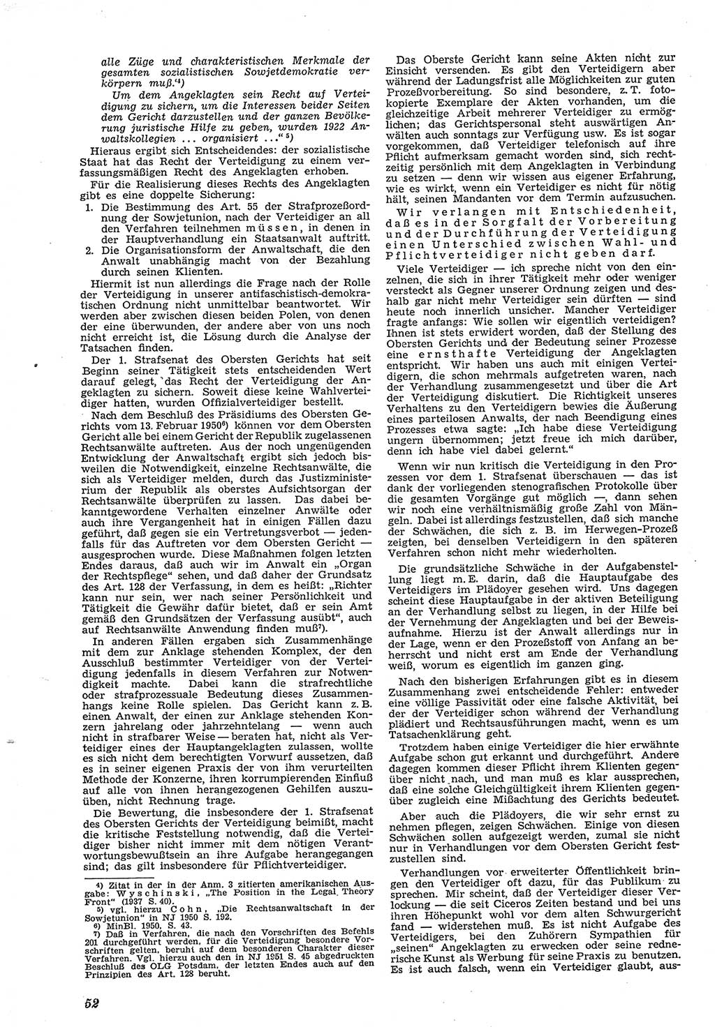 Neue Justiz (NJ), Zeitschrift für Recht und Rechtswissenschaft [Deutsche Demokratische Republik (DDR)], 5. Jahrgang 1951, Seite 52 (NJ DDR 1951, S. 52)