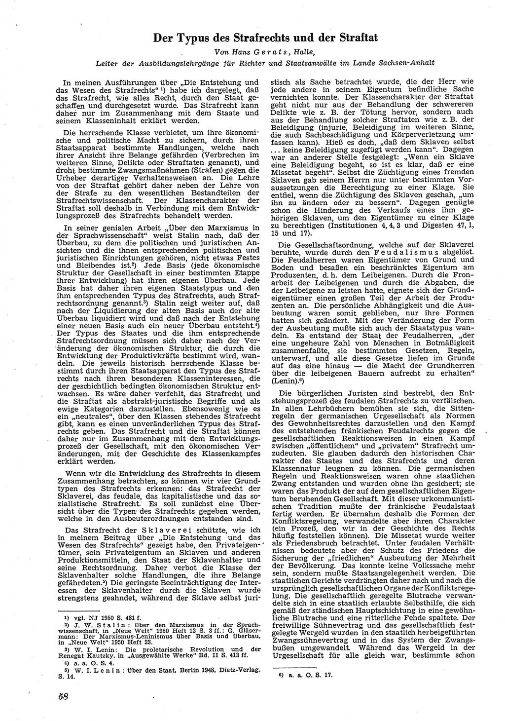 Neue Justiz (NJ), Zeitschrift für Recht und Rechtswissenschaft [Deutsche Demokratische Republik (DDR)], 5. Jahrgang 1951, Seite 58 (NJ DDR 1951, S. 58)