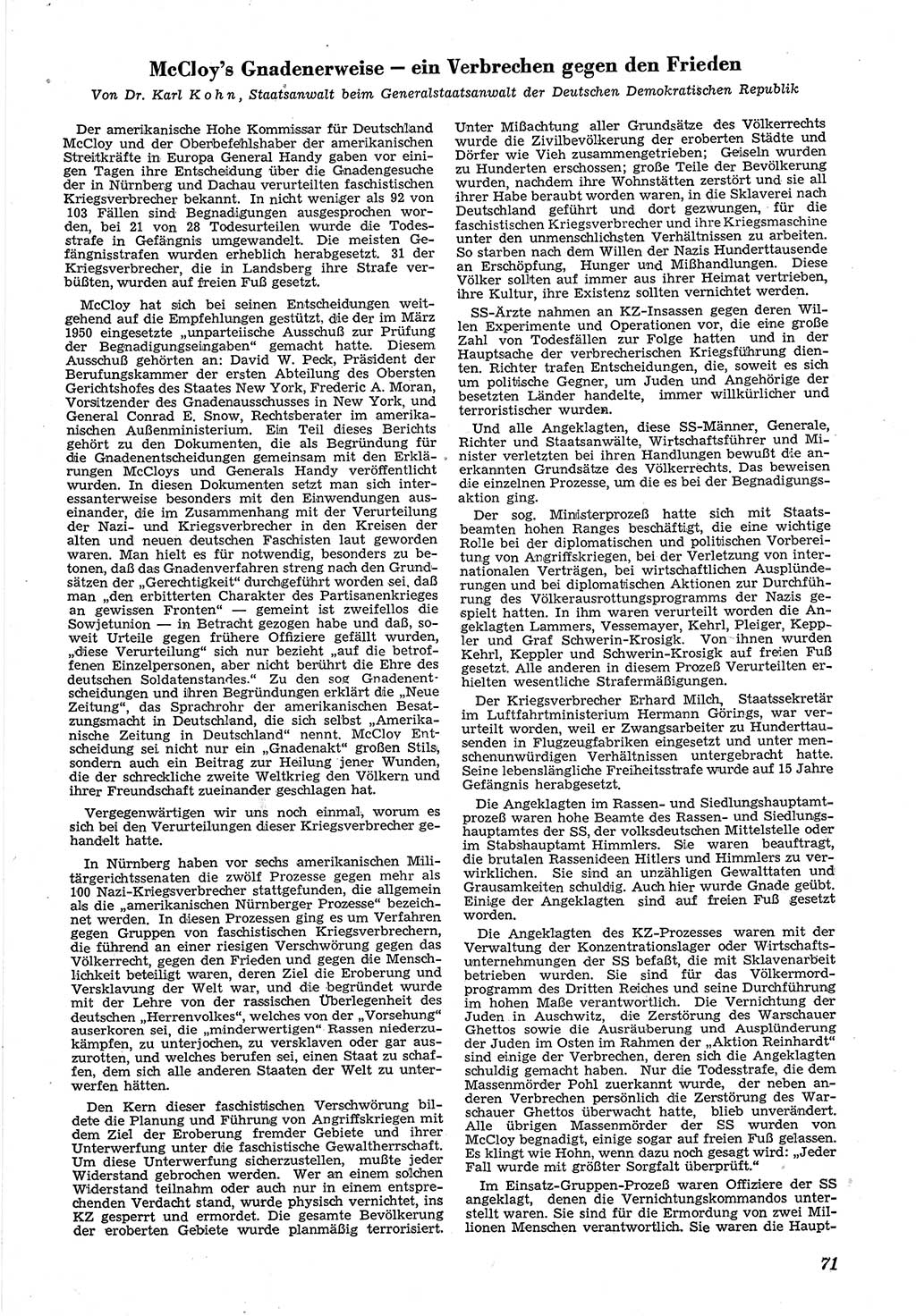 Neue Justiz (NJ), Zeitschrift für Recht und Rechtswissenschaft [Deutsche Demokratische Republik (DDR)], 5. Jahrgang 1951, Seite 71 (NJ DDR 1951, S. 71)