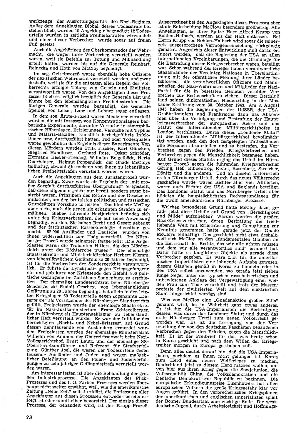 Neue Justiz (NJ), Zeitschrift für Recht und Rechtswissenschaft [Deutsche Demokratische Republik (DDR)], 5. Jahrgang 1951, Seite 72 (NJ DDR 1951, S. 72)