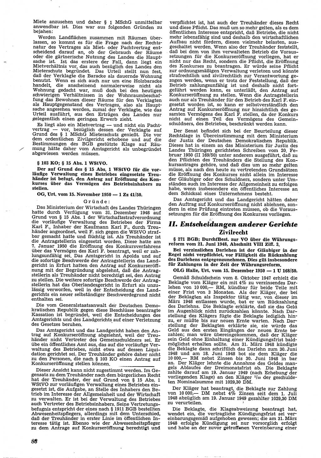 Neue Justiz (NJ), Zeitschrift für Recht und Rechtswissenschaft [Deutsche Demokratische Republik (DDR)], 5. Jahrgang 1951, Seite 88 (NJ DDR 1951, S. 88)