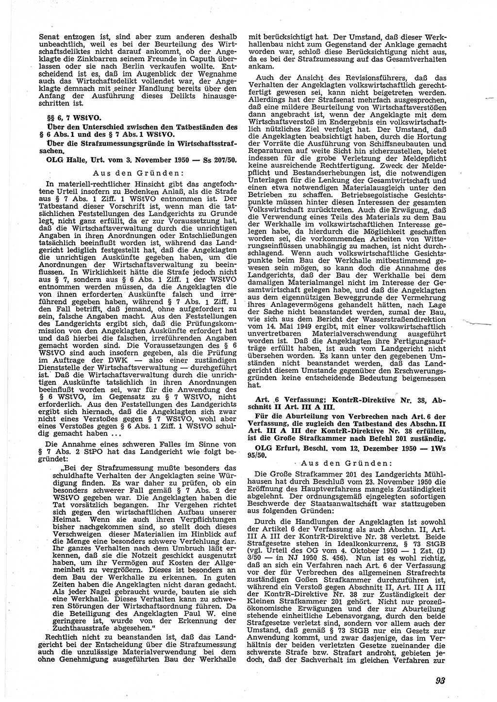 Neue Justiz (NJ), Zeitschrift für Recht und Rechtswissenschaft [Deutsche Demokratische Republik (DDR)], 5. Jahrgang 1951, Seite 93 (NJ DDR 1951, S. 93)