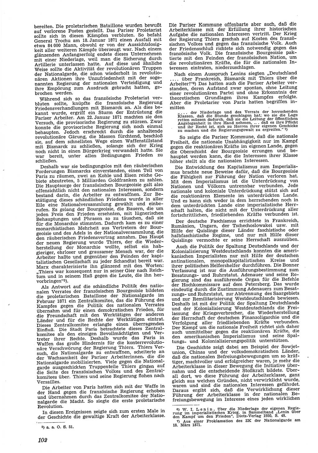 Neue Justiz (NJ), Zeitschrift für Recht und Rechtswissenschaft [Deutsche Demokratische Republik (DDR)], 5. Jahrgang 1951, Seite 102 (NJ DDR 1951, S. 102)