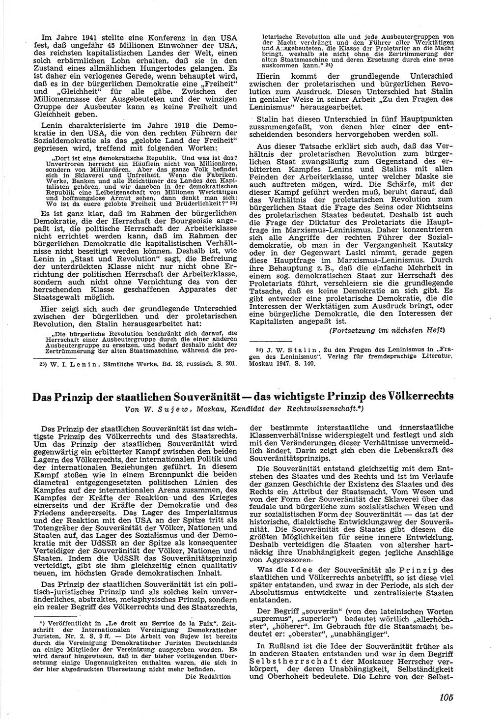 Neue Justiz (NJ), Zeitschrift für Recht und Rechtswissenschaft [Deutsche Demokratische Republik (DDR)], 5. Jahrgang 1951, Seite 105 (NJ DDR 1951, S. 105)