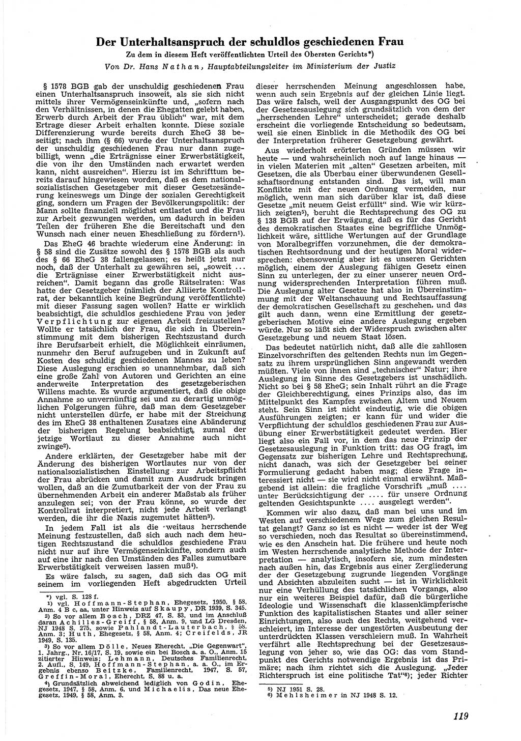 Neue Justiz (NJ), Zeitschrift für Recht und Rechtswissenschaft [Deutsche Demokratische Republik (DDR)], 5. Jahrgang 1951, Seite 119 (NJ DDR 1951, S. 119)