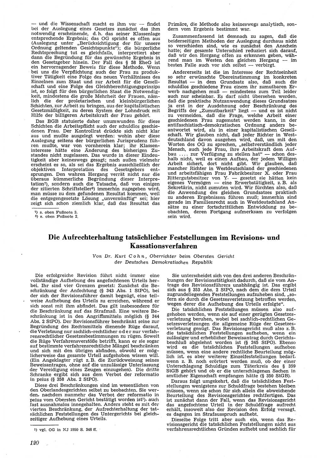 Neue Justiz (NJ), Zeitschrift für Recht und Rechtswissenschaft [Deutsche Demokratische Republik (DDR)], 5. Jahrgang 1951, Seite 120 (NJ DDR 1951, S. 120)
