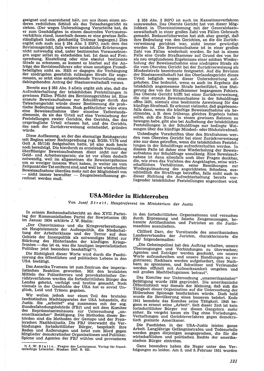 Neue Justiz (NJ), Zeitschrift für Recht und Rechtswissenschaft [Deutsche Demokratische Republik (DDR)], 5. Jahrgang 1951, Seite 121 (NJ DDR 1951, S. 121)