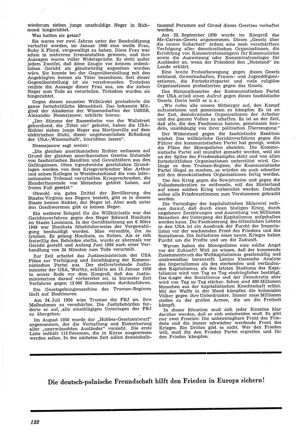 Neue Justiz (NJ), Zeitschrift für Recht und Rechtswissenschaft [Deutsche Demokratische Republik (DDR)], 5. Jahrgang 1951, Seite 122 (NJ DDR 1951, S. 122)